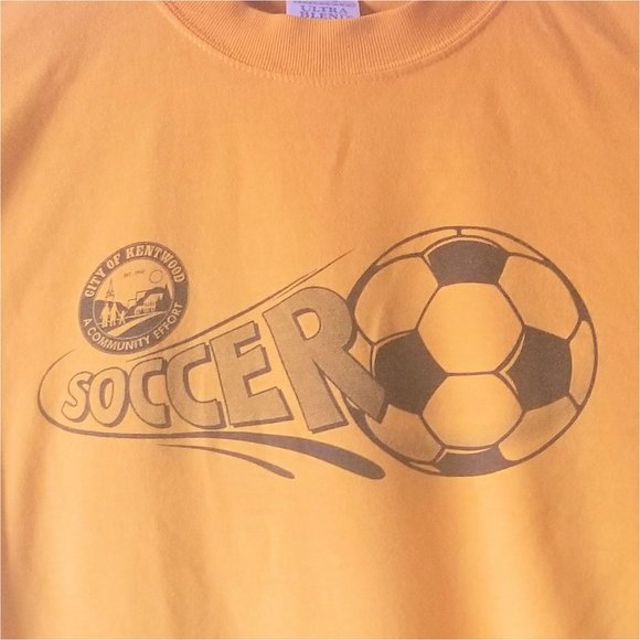 Yellow short sleeved Soccer Themed Tee #1 EUC - Picture 3 of 5